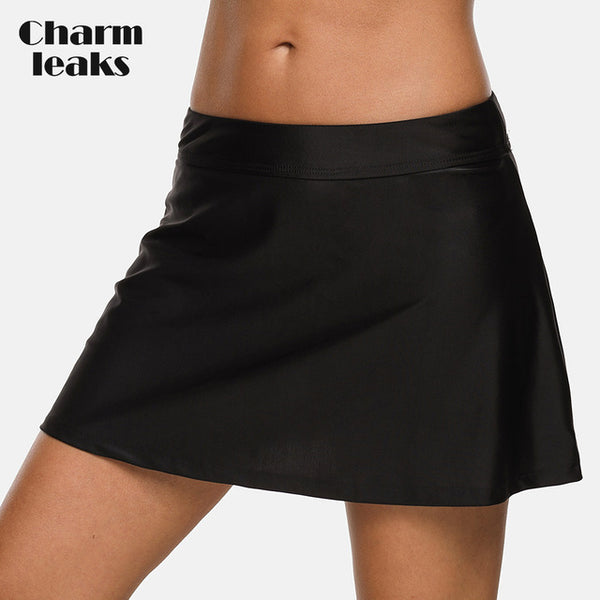 Charmleaks Women Bikini Bottom Swim Skirt Build-in Brief Swim Trunks Solid Swimwear Briefs Swimming Bottom Tankini Bottoms