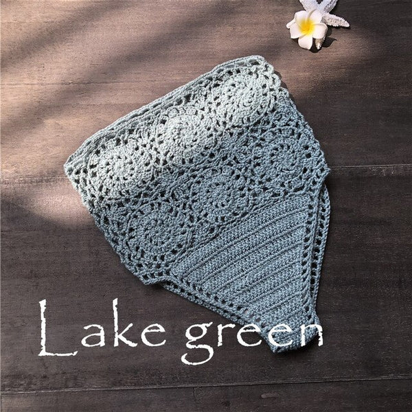 High Waist Bikini Plus Size Bottoms Thong Womens Crochet Flower Hollow Out Swimsuit Shorts Brazilian Bikini Swimwear