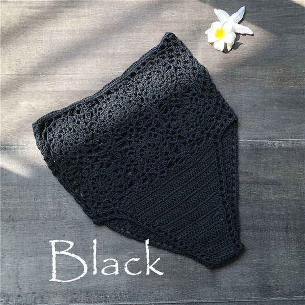 High Waist Bikini Plus Size Bottoms Thong Womens Crochet Flower Hollow Out Swimsuit Shorts Brazilian Bikini Swimwear