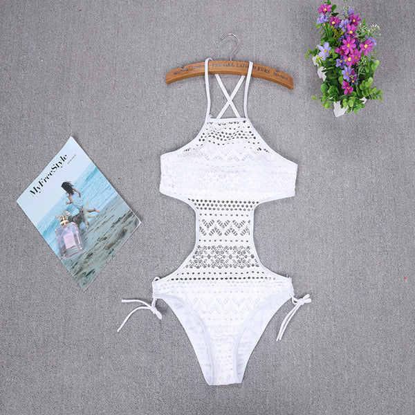 2019 Plus Size Bikini S to 3XL One Piece Swimsuit Women Hollow Out Swimwear Summer Monokini Womens Lace Bathing Suit Beachwear