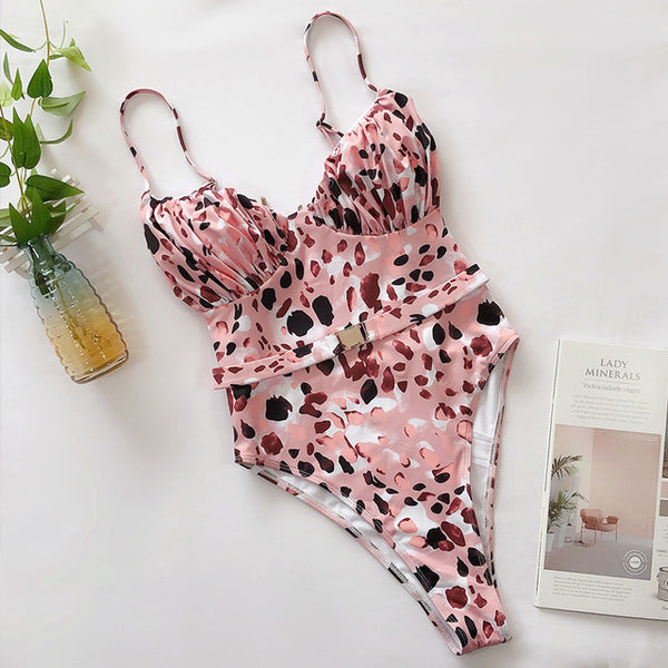 Brazilian woman swimsuit one piece monokini 2020 High cut black bikini thong bodysuits swimwear women Push up belt bathers new