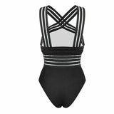 Sexy Womens Bling One-Piece Bathing Suit High Neck Bandage Cross Backless Monokini Push Up Bikini Swimsuit Swimwear Beachwear