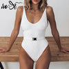 In-X Buckle white bodysuit Push up sexy bikini 2020 High cut one piece swimsuit female monokini Padded swimwear New bathing suit