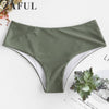 ZAFUL Plain Mid Waist Bikini Bottom Swimwear 2020 Women Briefs Side Ties Brazilian Bikini Bottom Swimsuit Classic Cut Bottoms