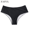 ZAFUL Plain Mid Waist Bikini Bottom Swimwear 2020 Women Briefs Side Ties Brazilian Bikini Bottom Swimsuit Classic Cut Bottoms