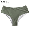 ZAFUL Plain Mid Waist Bikini Bottom Swimwear 2020 Women Briefs Side Ties Brazilian Bikini Bottom Swimsuit Classic Cut Bottoms