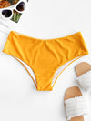 ZAFUL Plain Mid Waist Bikini Bottom Swimwear 2020 Women Briefs Side Ties Brazilian Bikini Bottom Swimsuit Classic Cut Bottoms