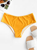 ZAFUL Plain Mid Waist Bikini Bottom Swimwear 2020 Women Briefs Side Ties Brazilian Bikini Bottom Swimsuit Classic Cut Bottoms