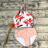 2018 New High Neck Bikinis Women Swimwear High Waist Swimsuit Retro Print Floral Crop Top Halter Bikini Set Bating Suit