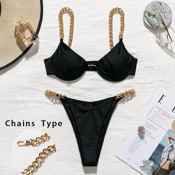 In-X High cut one piece swimsuit female Sexy monokini Chain bikini 2020 Hollow out swimwear women Bodysuit one-piece suits new