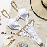 In-X High cut one piece swimsuit female Sexy monokini Chain bikini 2020 Hollow out swimwear women Bodysuit one-piece suits new