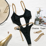 In-X High cut one piece swimsuit female Sexy monokini Chain bikini 2020 Hollow out swimwear women Bodysuit one-piece suits new