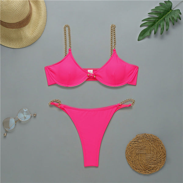 In-X High cut one piece swimsuit female Sexy monokini Chain bikini 2020 Hollow out swimwear women Bodysuit one-piece suits new