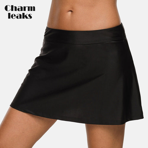 Charmleaks Women Bikini Bottom Swim Skirt Build-in Brief  Swim Trunks Solid Swimwear Briefs Swimming Bottom Tankini Bottoms