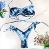 sexy girl bikinis set bikini 2020 swimwear women swimsuit vintage tie dye wire free low waist thong sale blue tank top bandeau