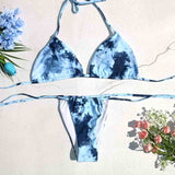 sexy girl bikinis set bikini 2020 swimwear women swimsuit vintage tie dye wire free low waist thong sale blue tank top bandeau