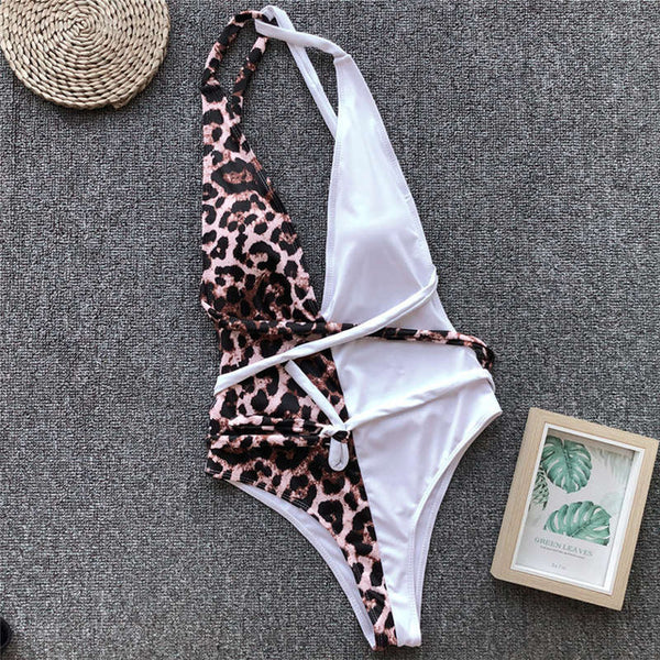 Misswim Leopard print bikini 2020 High cut one piece swimsuit female monokini Bandage push up swimwear women bathing suit Brazil