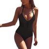 Hot New Sexy Deep V Women Swimming Padded One-Piece Halter Swimsuit Monokini Push Up Solid Beach Bikinis