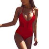 Hot New Sexy Deep V Women Swimming Padded One-Piece Halter Swimsuit Monokini Push Up Solid Beach Bikinis