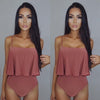 2019 New Sexy Ruffled One Piece Swimsuit Women Solid Monokini Swimwear Bathing Suit Beachwear Bikini Padded Swim Wear