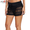 SEBOWEL Sexy Black Crochet Lace Skirted Bikini Summer Bottom One Piece Hollow Out Swimwear Skirt Women Swimsuit Swim Boyshorts