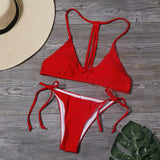 Sexy Low Waist Solid Bikini Set Women Bandage Brazilian Bikinis Swimwear Summer Tube Top Bathing Suit Female Swimsuit Biquini