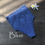 High Waist Bikini Plus Size Bottoms Thong Womens  Crochet Flower Hollow Out Swimsuit Shorts Brazilian Bikini Swimwear