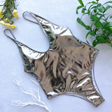 Bikinx Silver high cut swimwear women bathing suit V bottom sexy female swimsuit Push up bathers Shiny triangle bikini 2020 new