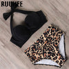 RUUHEE Halter TOP High Waist Bikini 2020 Women Bandage Swimwear Push UP Swimsuit Leopard Swimming Set Maillot De Bain Femme New