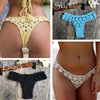 Women Unique Sexy Handmade Crochet Swimwear Bikini Bottom Hollow-out Low Waist Bathing Suit Triangle Briefs Swim knicker