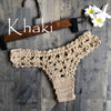 Women Unique Sexy Handmade Crochet Swimwear Bikini Bottom Hollow-out Low Waist Bathing Suit Triangle Briefs Swim knicker