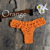 Women Unique Sexy Handmade Crochet Swimwear Bikini Bottom Hollow-out Low Waist Bathing Suit Triangle Briefs Swim knicker