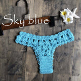 Women Unique Sexy Handmade Crochet Swimwear Bikini Bottom Hollow-out Low Waist Bathing Suit Triangle Briefs Swim knicker