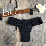 Women Unique Sexy Handmade Crochet Swimwear Bikini Bottom Hollow-out Low Waist Bathing Suit Triangle Briefs Swim knicker