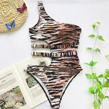 In-X Sexy Leopard one piece swimsuit One shoulder bikini 2020 High cut swimwear women monokini Padded bathing suit New bodysuit