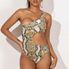 In-X Sexy Leopard one piece swimsuit One shoulder bikini 2020 High cut swimwear women monokini Padded bathing suit New bodysuit