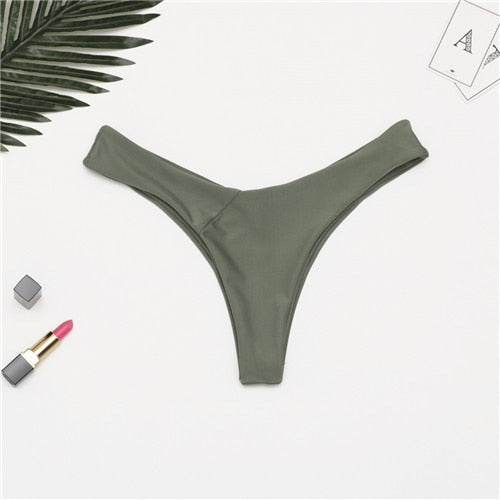 2020 Sexy Bikini Bottoms Brazilian Swimwear Women Briefs Thong Low Waist Swimsuit Bottom Solid Cheeky Bikini Bottom Swim Trunks