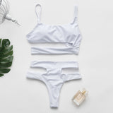 Hollow out bikinis 2020 Mujer Push up swimsuit female High cut swimwear women bodysuits one-piece White bathing suit monokini