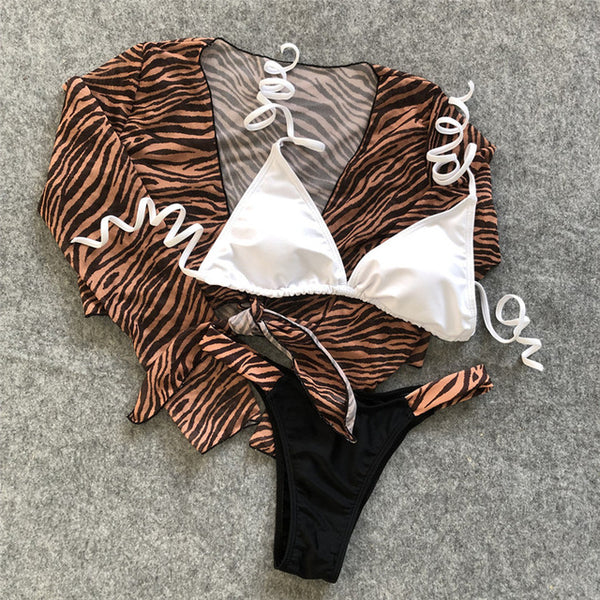 In-X 3 piece swimsuit women Sexy High waist bikini 2020 push up swimwear women Bathing suit Summer beach wear Red print crop top