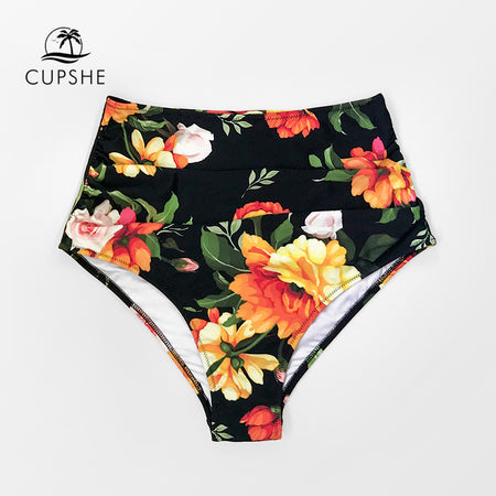 Hirigin High Waist Bikini Shorts Plus Size Women Swimwear Pants Flower Sexy Bathing Suit 2019 New Women Swimming Bikini Bottoms