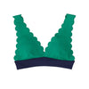 CUPSHE Green and Navy Scalloped Bikini Top Women Sexy Single Padded Bra 2020 Swimwear Bathing Bra Top