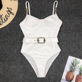 In-X Buckle white bodysuit Push up sexy bikini 2020 High cut one piece swimsuit female monokini Padded swimwear New bathing suit