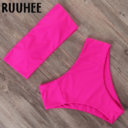 Bikini Women Female One Piece Swim Tops SwimwearCasual Pure Color Knot Swimwear Single Shoulder Sexy Solid Color Swimsuit