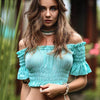 Ruffled Bikini Cover Up Sexy Beach Wear 2020 Fashion Off Shoulder Swimsuit Female Bandeau Top Swimwear