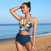 CUPSHE Navy and Floral Halter High-waisted Bikini Sets Sexy Tank Top Swimsuit Two Pieces Swimwear Women 2020 Beach Bathing Suits