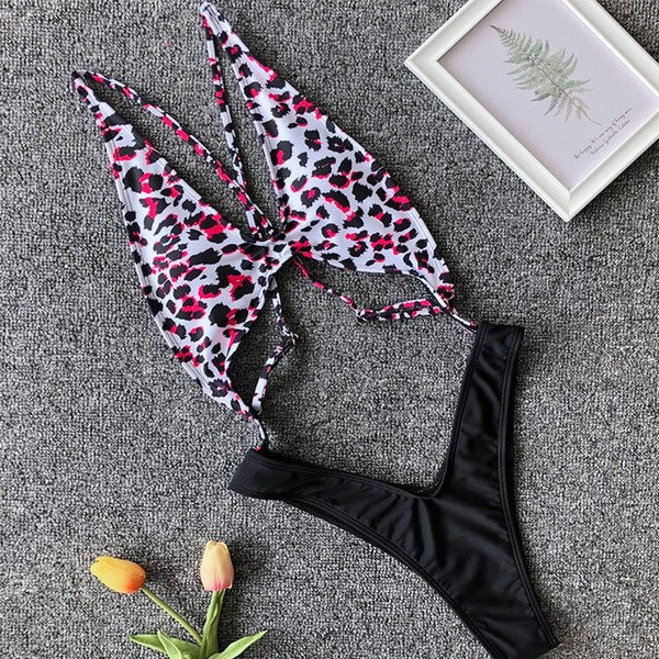 In-X High cut one piece swimsuit female Sexy leopard bikini 2020 Backless swimwear women Monokini bodysuit Summer Bating suit