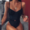 Brazilian woman swimsuit one piece monokini 2020 High cut  black bikini thong bodysuits swimwear women Push up belt bathers new