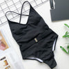 Brazilian woman swimsuit one piece monokini 2020 High cut  black bikini thong bodysuits swimwear women Push up belt bathers new