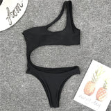 2018 Sexy One Shoulder Bikini Hollow Out Swimwear Women One Piece Swimsuit Women Bathing Suit Push Up Padded Monokini Beachwear