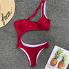 2018 Sexy One Shoulder Bikini Hollow Out Swimwear Women One Piece Swimsuit Women Bathing Suit Push Up Padded Monokini Beachwear